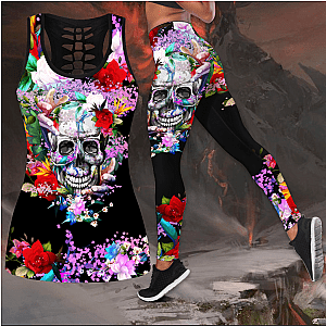 Skull Legging - Butterfly Love Skull and Tattoos tanktop & legging outfit for women