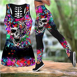 Skull Legging - Love Animal Skull full color and Tattoos tanktop & legging outfit for women QB06092002