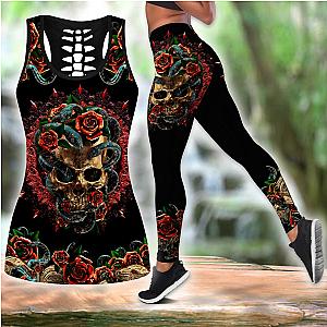 Skull Legging - Snake Love Skull 3d all over printed tanktop & legging outfit for women QB06052002