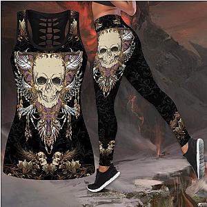 Skull Legging - Love Skull 3D all over printed tanktop & legging outfit for women QB06102003