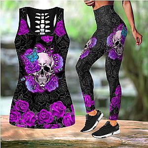 Skull Legging - Skull Rose tanktop & legging outfit for women