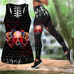 Skull Legging - Rose Skull tanktop & legging outfit for women MH310520-ML