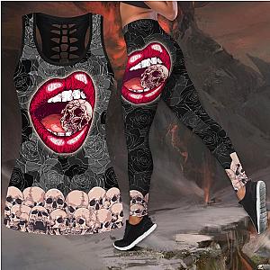 Skull Legging - Sexy lip love Skull tanktop & legging camo hunting outfit for women