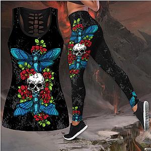 Skull Legging - Butterfly Love Skull and Tattoos tanktop & legging outfit for women