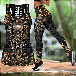 Skull Legging - Skull And Rose tanktop & legging outfit for women JJ08062005-ML