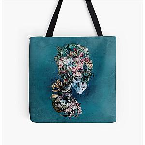 Floral Skull RP All Over Print Tote Bag