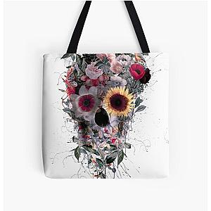 Skull Floral All Over Print Tote Bag