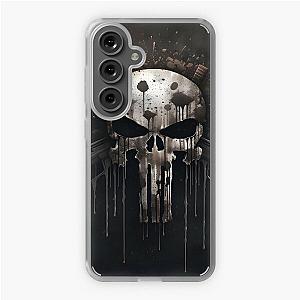 punisher themed gray skull art print Samsung Galaxy Soft Case