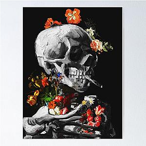 Vincent Van Gogh Floral Skull of a Skeleton with Burning Cigarette Poster