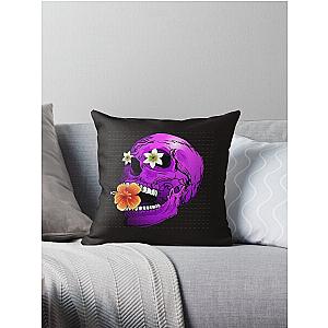 Purple Floral Sugar Skull Throw Pillow