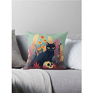 Skull kitty Throw Pillow