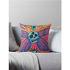 butterfly with skull Handmade illustration Throw Pillow