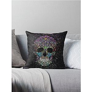 Glitter Color Skull Throw Pillow