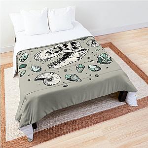 Geo-rex Vortex - Aquamarine - Dinosaur Skull Fossil Art Comforter