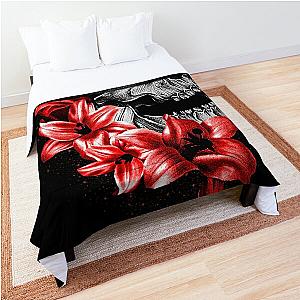 Metallic Skull and Flowers Comforter