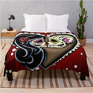 Ashes - Day of the Dead Couple - Sugar Skull Lovers Throw Blanket