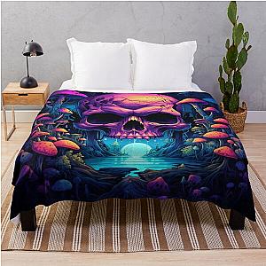 Cool Anime LSD Neon Skull Throw Blanket