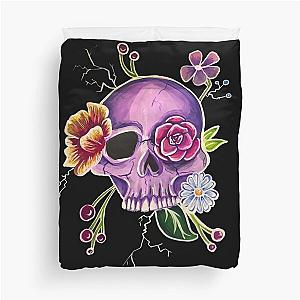 Flowery Skull Duvet Cover