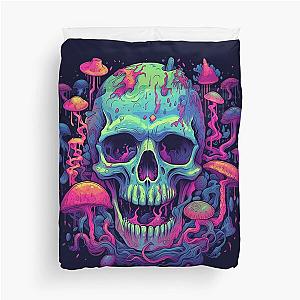 Cool Anime LSD Blacklight Blue Skull Duvet Cover