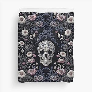 Skull and Flowers Duvet Cover