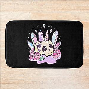 Kawaii Pastel Goth Cute Creepy Occult Skull Bath Mat