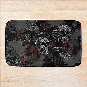 Gothic Skull Flowers  Bath Mat