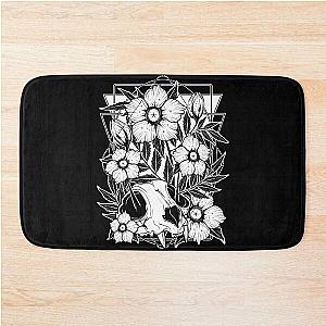 Cat skull and pretty flowers Bath Mat