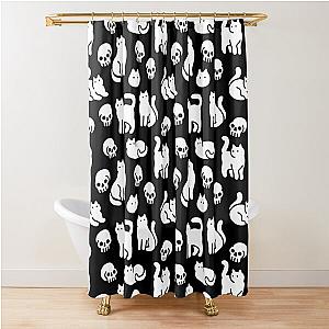 Cats and Skulls Pattern Shower Curtain