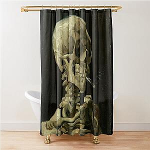 Memento Mori - Skull of a Skeleton with Burning Cigarette by Vincent Van Gogh Shower Curtain