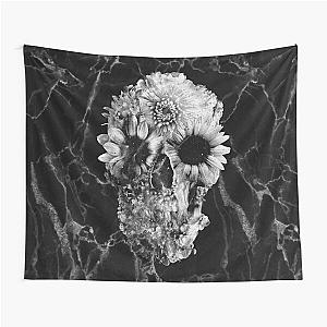 Floral Skull Marble Tapestry