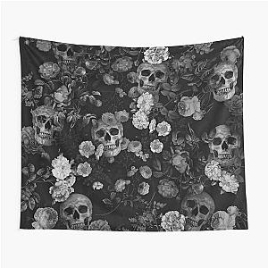 Skull and Rose Pattern- Digital Collage (Black and white version) Tapestry