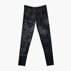 Black metal occult baphomet skull design. Leggings