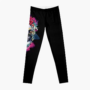 Floral Skull Blue Leggings