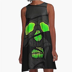 Skull ( Green Wave ) A-Line Dress