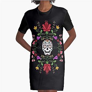 Sugar Skull Graphic T-Shirt Dress