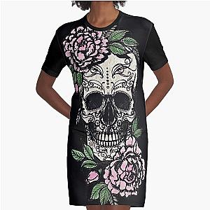 Sugar Skull & Roses Graphic T-Shirt Dress