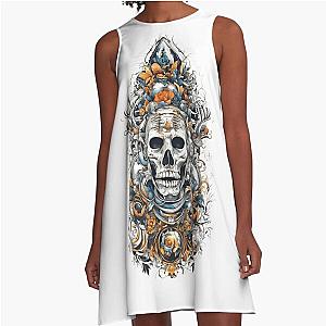 Floral Skull Art  A-Line Dress