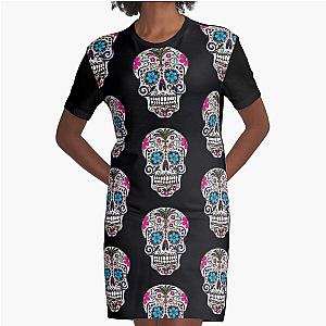 Sugar Skulls (Photo of Sequins - NOT REAL)  Graphic T-Shirt Dress