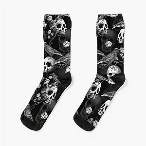 Gothic crow and skull Socks