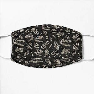 Dinosaur skull sketch tiled pattern black natural Flat Mask