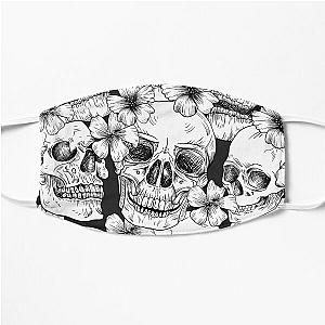 Skull and Flower Pattern Flat Mask