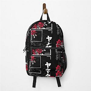 Aesthetic Japanese Floral Skull Japanese Kanji Backpack