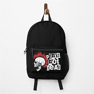 Punks Not Dead Skull with Red Mohawk Backpack