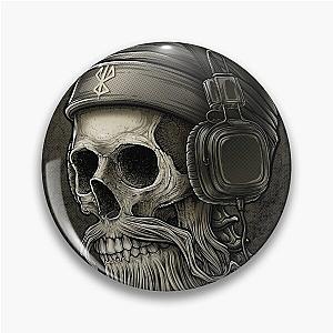 Viking Vintage Skull Beard with Headphone  Pin