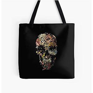 skull flower All Over Print Tote Bag