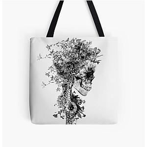 Skull BW All Over Print Tote Bag