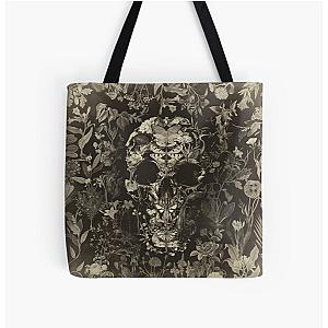 Papillon Skull Old Plate All Over Print Tote Bag