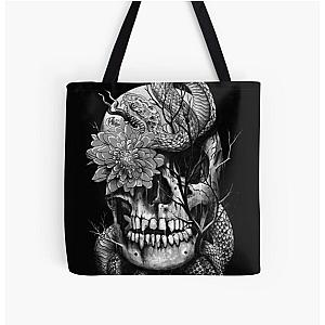 Snake and Skull All Over Print Tote Bag