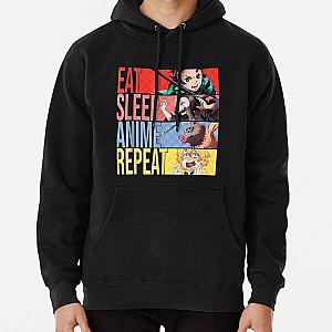 Graphic Slayer Demon Anime Eat Sleep Anime Repeat Pullover Hoodie RB2611