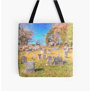 Sleepy Hollow Cemetery Sketch All Over Print Tote Bag